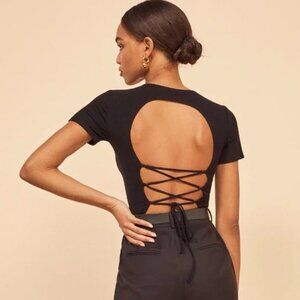 Reformation Pablo Top Knit Tie Back Top